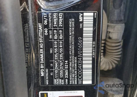 2018 Mercedes-Benz Glc 300 4Matic из США, поврежденный, VIN WDC0G4KB4JV016069